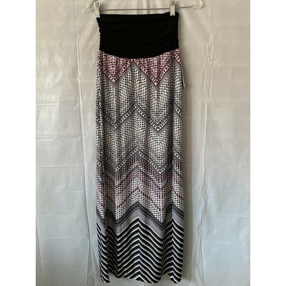 ND New Directions Boho Maxi Skirt S Chevron Geometric Multicolor Festival Y2K - Picture 3 of 9